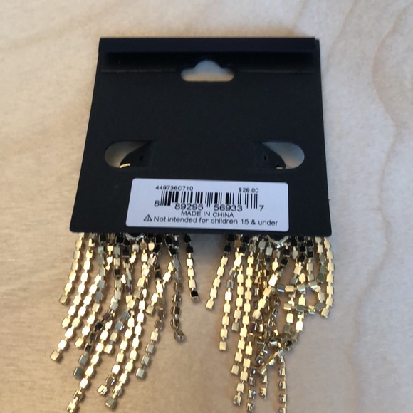 Steve Madden Gold Tone V Drop Earrings With Crystal Fringe Accents NWT - Picture 9 of 10